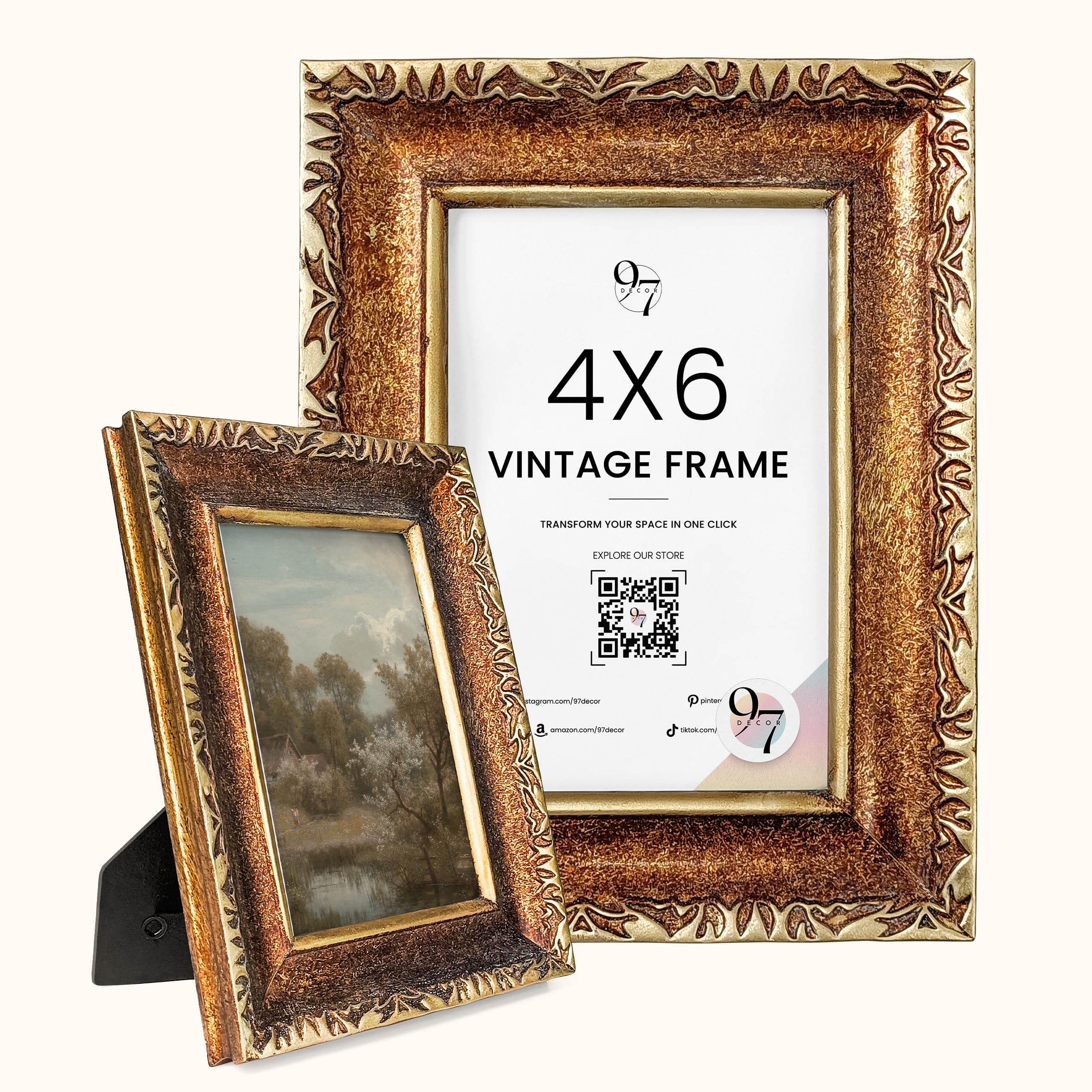 Amazon.com - 97 Decor 4x6 Vintage Picture Frame - Ornate Gold